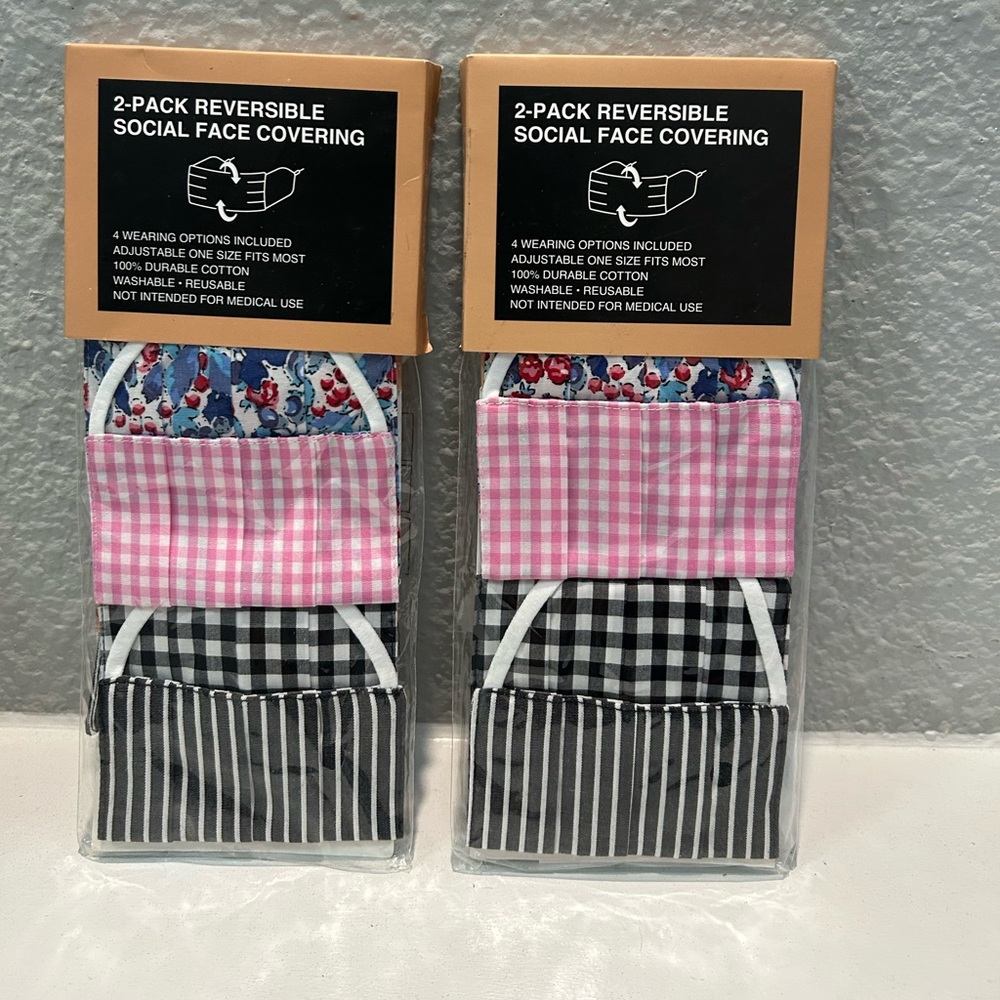 Reversible Face Covering 2-Pack - Pink and Black